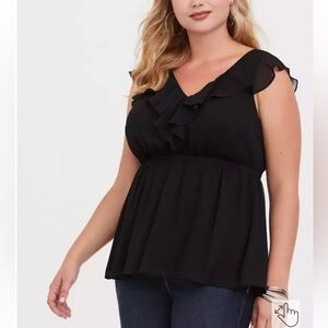 Torrid Ruffle Chiffon Babydoll Tank Blouse, Size 3X